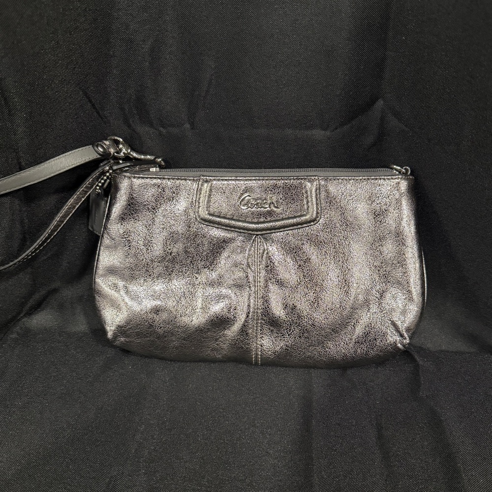 Coach Shimmering Silver Wristlet